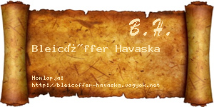 Bleicöffer Havaska névjegykártya